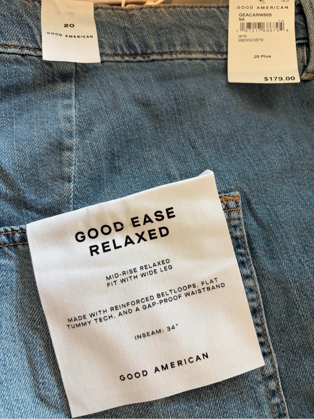 Good American Light Blue Patchwork Wide Leg Jeans - Picture 6 of 8